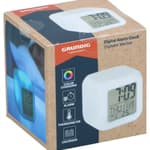 GRUNDIG Ébresztő óra színes világítással, hőmérséklet, naptár 8x8x8cm 