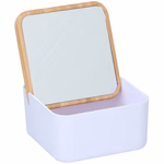 ALPINA Ékszertároló doboz tükörrel 13x13x7cm műa+bambusz