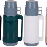 ALPINA Termosz + 2 pohár 1L 4 féle, üveg bélés