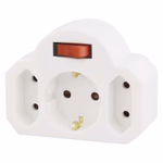 EMOS elosztó adapter 3x (2x2p, 1x2p+pe) kapcsolóval