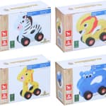 MARIONETTE WOODEN TOYS Fa baba gurulós állatok 4 féle